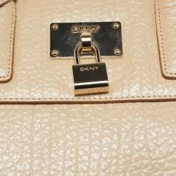 Pre Owned DKNY Cream Leather Padlock Tote