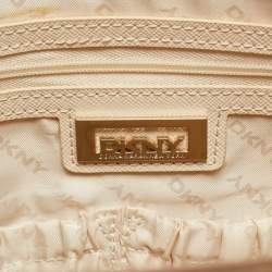 Pre Owned DKNY Cream Leather Padlock Tote