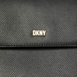 DKNY Black Leather Flap Shoulder Bag