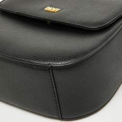 DKNY Black Leather Flap Shoulder Bag
