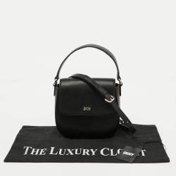 DKNY Black Leather Flap Shoulder Bag