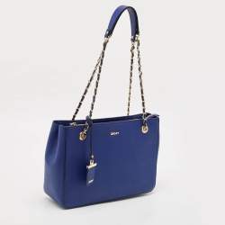 Pre Owned DKNY Blue Leather Bryant Park Chain Tote
