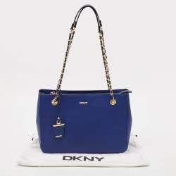 Pre Owned DKNY Blue Leather Bryant Park Chain Tote