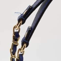 Pre Owned DKNY Blue Leather Bryant Park Chain Tote