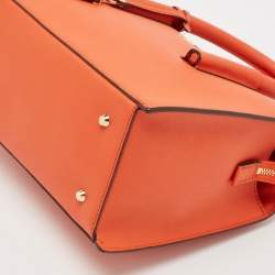 DKNY Orange Leather Zip Bryant Park Satchel
