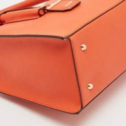 DKNY Orange Leather Zip Bryant Park Satchel