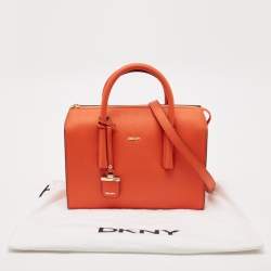 DKNY Orange Leather Zip Bryant Park Satchel