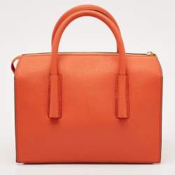 DKNY Orange Leather Zip Bryant Park Satchel