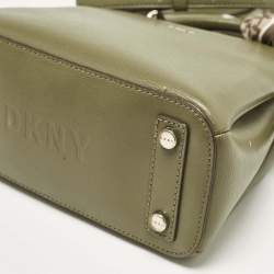 Pre Owned Dkny Olive Green Leather Paige Tote