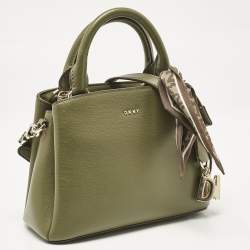 Pre Owned Dkny Olive Green Leather Paige Tote