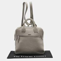 DKNY Grey Leather Convertible Backpack