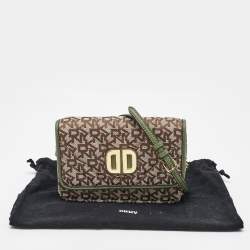 DKNY Beige/Green Canvas and Leather Delphine Crossbody Bag