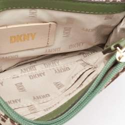 DKNY Beige/Green Canvas and Leather Delphine Crossbody Bag