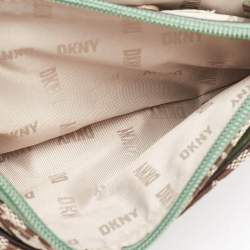 DKNY Beige/Green Canvas and Leather Delphine Crossbody Bag