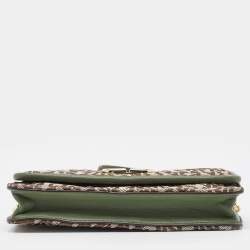 DKNY Beige/Green Canvas and Leather Delphine Crossbody Bag