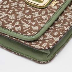 DKNY Beige/Green Canvas and Leather Delphine Crossbody Bag