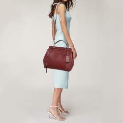 DKNY Dark Red Leather Greenwhich Top Handle Bag