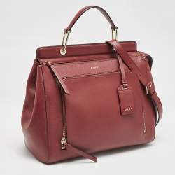 DKNY Dark Red Leather Greenwhich Top Handle Bag