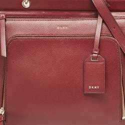 DKNY Dark Red Leather Greenwhich Top Handle Bag