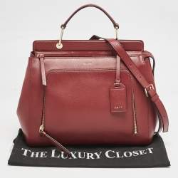 DKNY Dark Red Leather Greenwhich Top Handle Bag