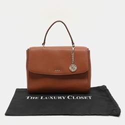 Pre Owned Dkny Brown Leather Top Handle Bag