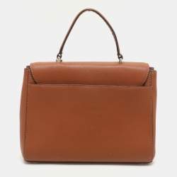 Pre Owned Dkny Brown Leather Top Handle Bag