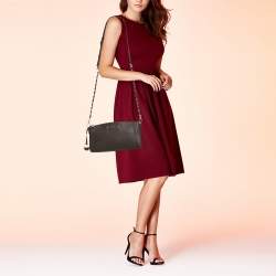 DKNY Dark Brown Saffiano Leather Bryant Park Zip Crossbody Bag