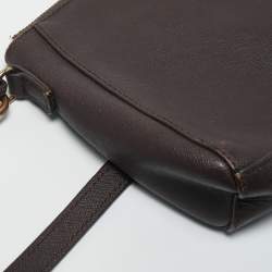 DKNY Dark Brown Saffiano Leather Bryant Park Zip Crossbody Bag