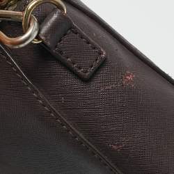DKNY Dark Brown Saffiano Leather Bryant Park Zip Crossbody Bag