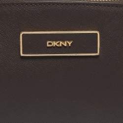DKNY Dark Brown Saffiano Leather Bryant Park Zip Crossbody Bag