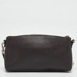 DKNY Dark Brown Saffiano Leather Bryant Park Zip Crossbody Bag