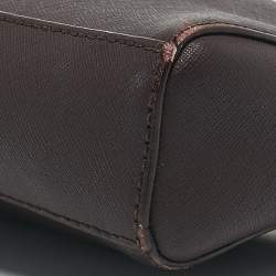 DKNY Dark Brown Saffiano Leather Bryant Park Zip Crossbody Bag