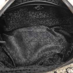 Pre Owned Dkny Grey/Black Leather and Snake Print Leather Satchel