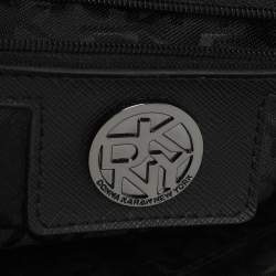 Pre Owned Dkny Grey/Black Leather and Snake Print Leather Satchel