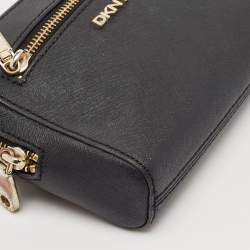 Dkny Black Leather Front Pocket Crossbody Bag