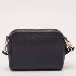 Dkny Black Leather Front Pocket Crossbody Bag