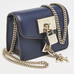 DKNY Navy Blue Leather Elissa Micro Mini Bag