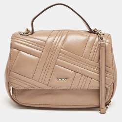 DKNY Brown Quilted Leather Allen Crossbody Bag