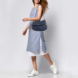 DKNY Navy Blue Leather Chain Flap Shoulder Bag