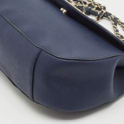 DKNY Navy Blue Leather Chain Flap Shoulder Bag