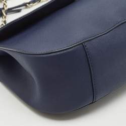 DKNY Navy Blue Leather Chain Flap Shoulder Bag