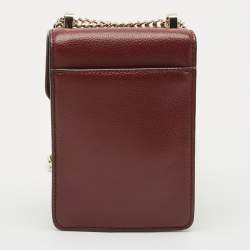 Pre Owned DKNY Burgundy Leather Elissa North South Crossbody Bag