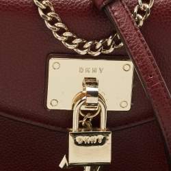 Pre Owned DKNY Burgundy Leather Elissa North South Crossbody Bag