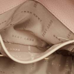 Pre Owned DKNY Light Pink/Beige Signature Coated Canvas and Leather Von Flap Shoulder Bag