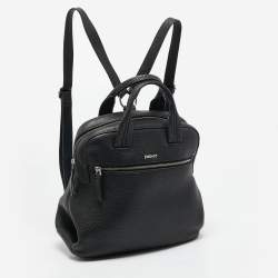 DKNY Black Grain Leather Two Way Backpack