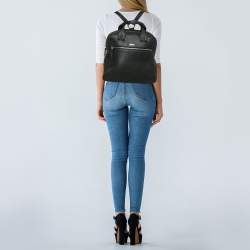 DKNY Black Grain Leather Two Way Backpack