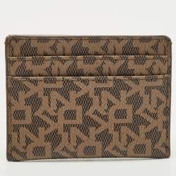 DKNY Beige/Brown Signature Coated Canvas Card Holder