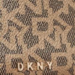 DKNY Beige/Brown Signature Coated Canvas Card Holder