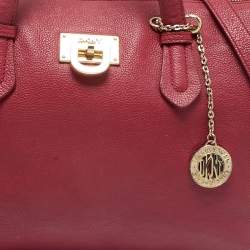 Dkny Red Leather Top Zip Tote