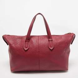 Dkny Red Leather Top Zip Tote